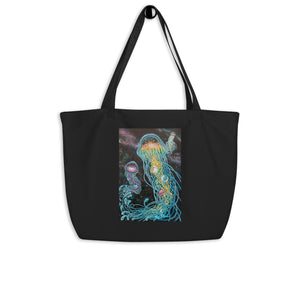 Galactic Jellyfish Large Organic Tote Bag